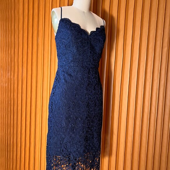 J.CREW Navy Cotton Guipure Lace Dress - Picture 2 of 3